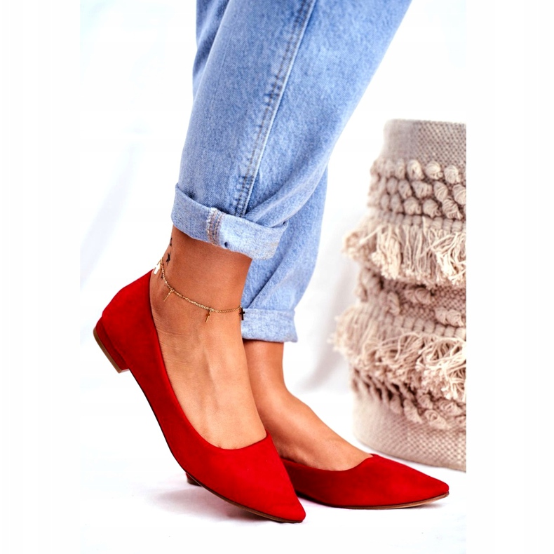 EVE Ballerines Femme En Daim Spitz Rouge Westley 1