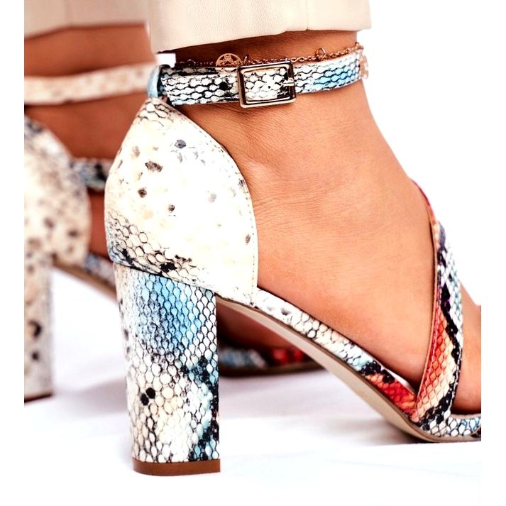 Sandales Pour Femmes À Talons Hauts Sergio Leone Serpent Rouge SK870 beige multicolore 3