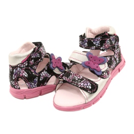 Mazurek Sandales en cuir des filles Haute préventive 291 avec un papillon argent 3