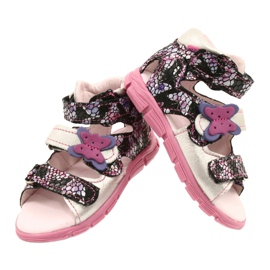 Mazurek Sandales en cuir des filles Haute préventive 291 avec un papillon argent 4