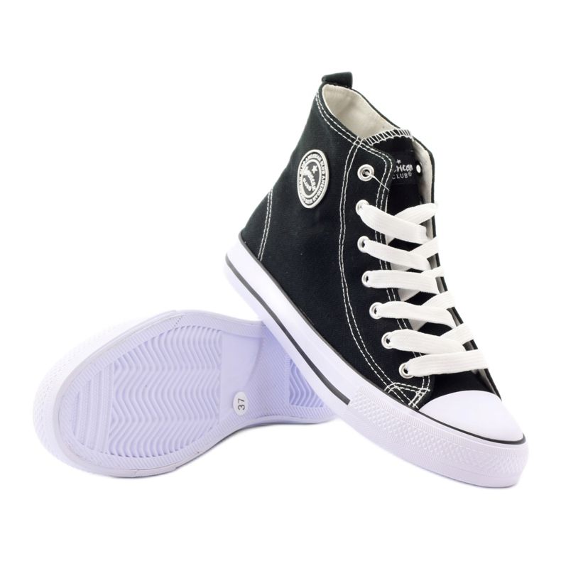 Baskets montantes American Club LH02 noir blanc 3
