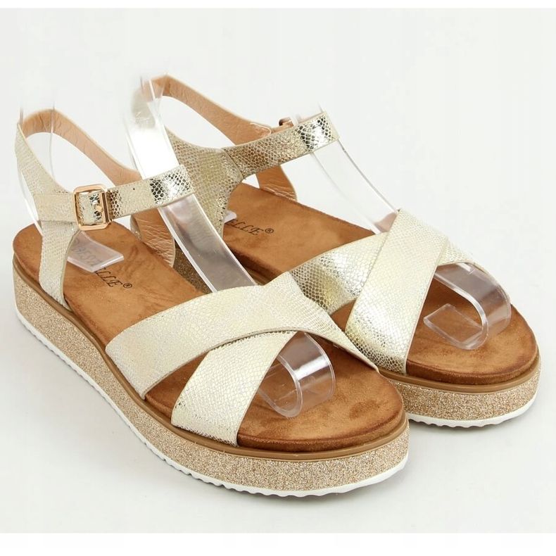 Sandales dorées pour femmes 100-139SA-1 Or d'or 1