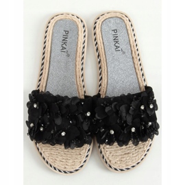 Noir LS003 Chaussons noirs à fleurs le noir 1