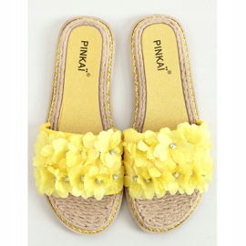 Jaune LS003 Chaussons fleurs jaunes 1