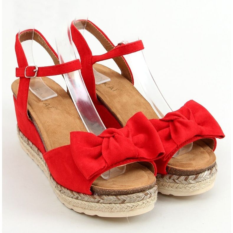 Espadrilles compensées avec nœud, rouge YL92 Red 1