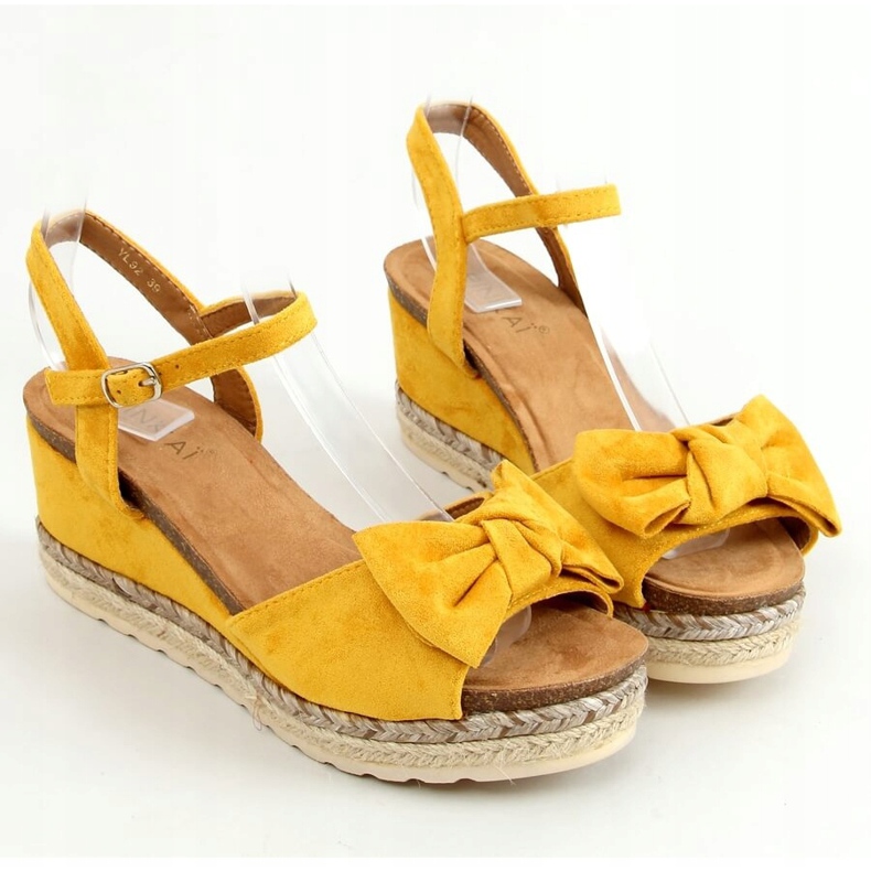 Espadrilles compensées avec nœud en miel YL92 Jaune 1