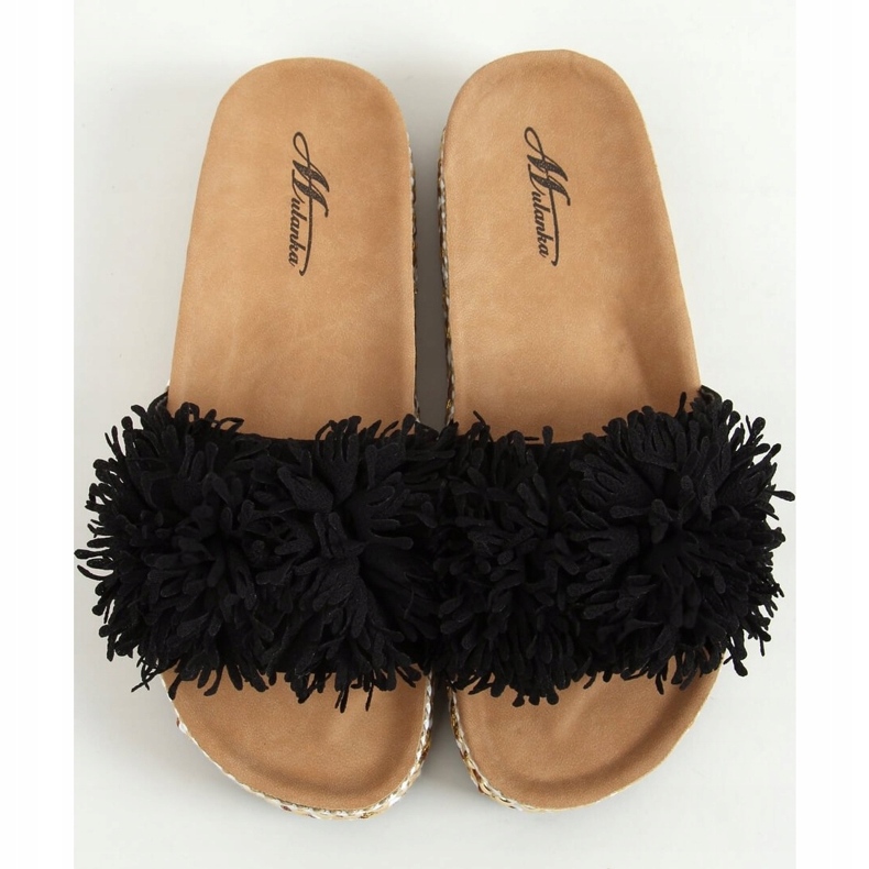 Noir 2260 Chaussons noirs sur la semelle décorée 1