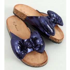 Chaussons Mickey avec un nœud N-79 Bleu bleu marine 1