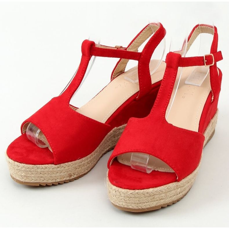 Espadrilles rouges sur compensées, rouge WX-08 Red 1