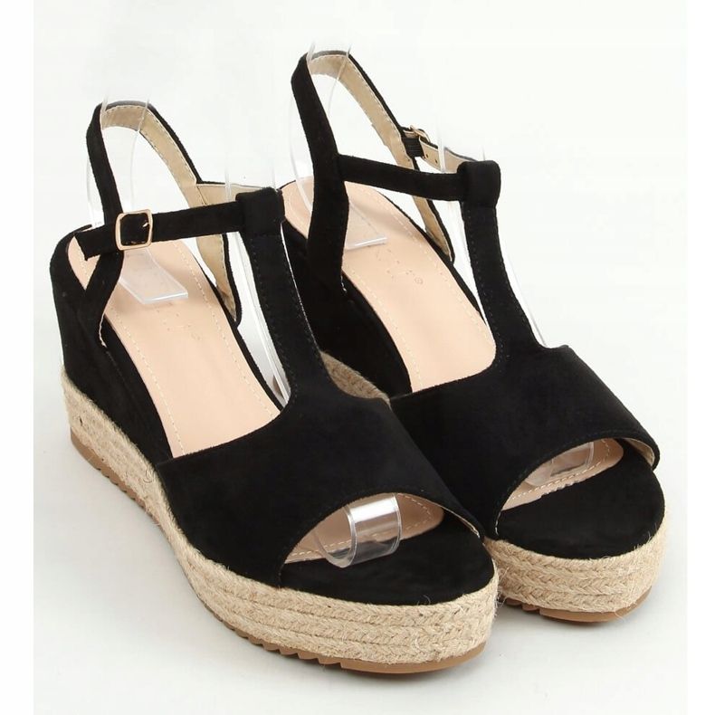 Espadrilles noires sur compensées WX-08 Noir 1