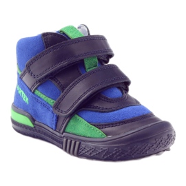 Bottines en cuir bleu marine/bleu avec velcro Bartek 91756 1