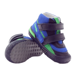 Bottines en cuir bleu marine/bleu avec velcro Bartek 91756 3