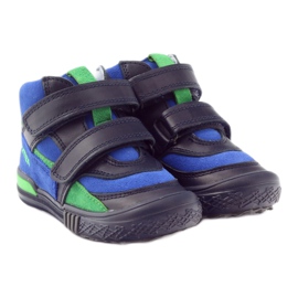 Bottines en cuir bleu marine/bleu avec velcro Bartek 91756 4