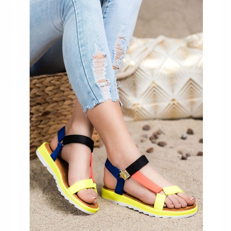 SHELOVET Sandales à la mode avec velcro multicolore 2