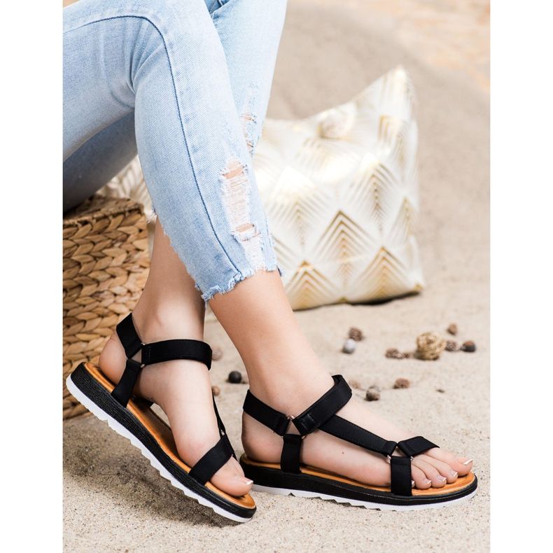 SHELOVET Sandales à la mode avec velcro noir 2