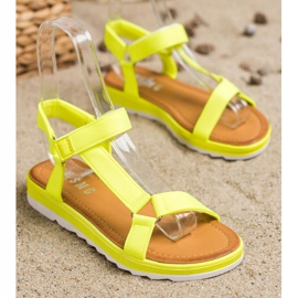 SHELOVET Sandales à la mode avec velcro jaune 2