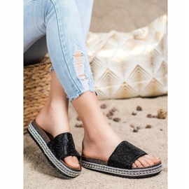 SHELOVET Pantoufles De Cristal De Mode le noir 1