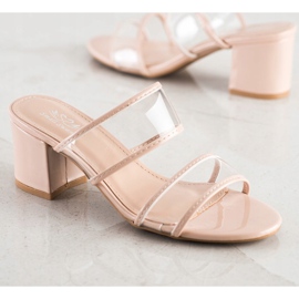 Small Swan Pantoufles Avec Bandes Transparentes beige 1