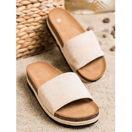 SHELOVET Pantoufles En Daim Sur La Plateforme beige 2
