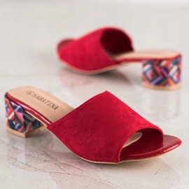 Sabatina Pantoufles à talons à motifs rouge 1