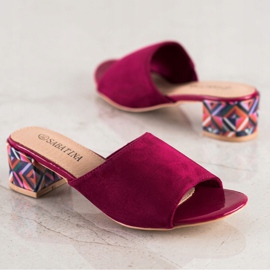 Sabatina Pantoufles à talons à motifs rose 1