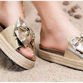 SHELOVET Pantoufles Brillantes Avec Un Noeud d'or 1 SHELOVET Pantoufles Brillantes Avec Un Noeud d'or 1