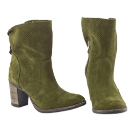 Olivier Boots Sophia vertes en cuir ajouré kaki 2