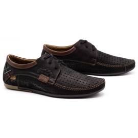 Olivier Chaussures en cuir ouvert masculin 563 noir brun 1