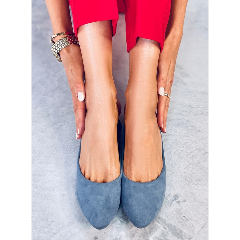 Bleu CC212P Ballerines en daim lisse bleu 1