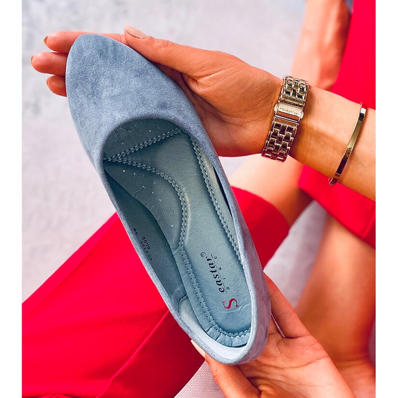 Bleu CC212P Ballerines en daim lisse bleu 2