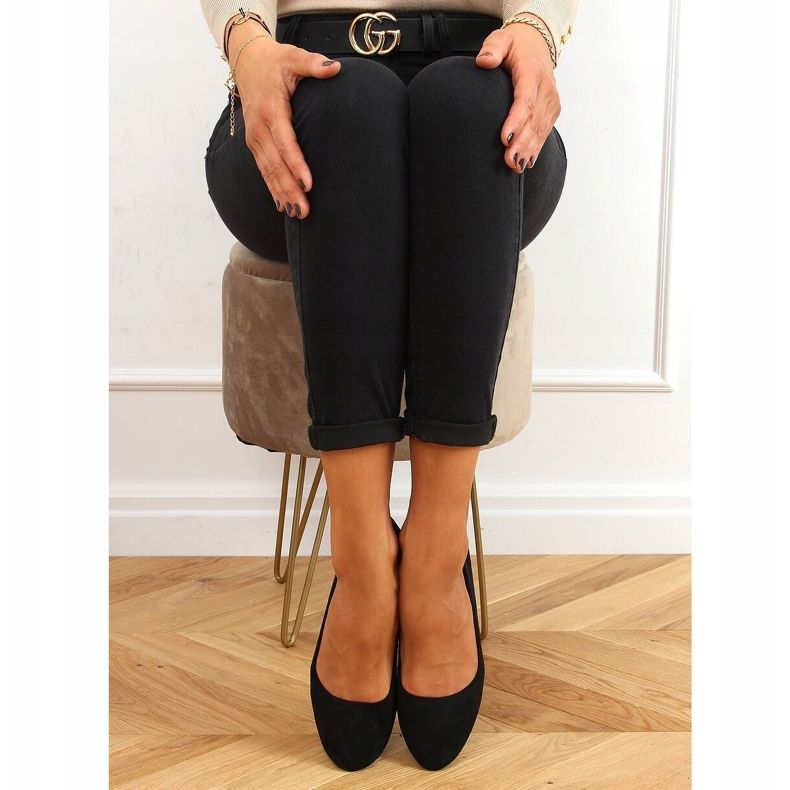 Noir CC212P Ballerines en daim lisse noir 1