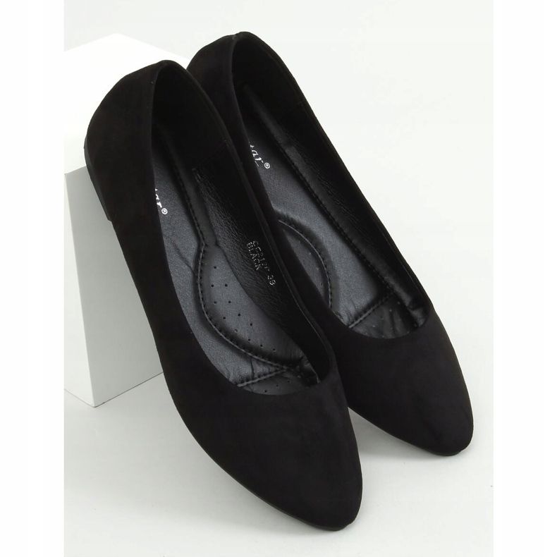Noir CC212P Ballerines en daim lisse noir 2