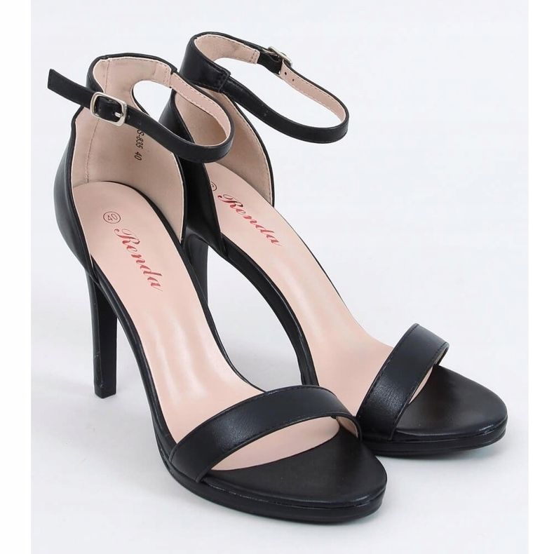 Noir S-835 Sandales noires sur talon haut 1