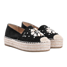 Espadrilles noires sur la semelle épaisse de Mme Nicki 1