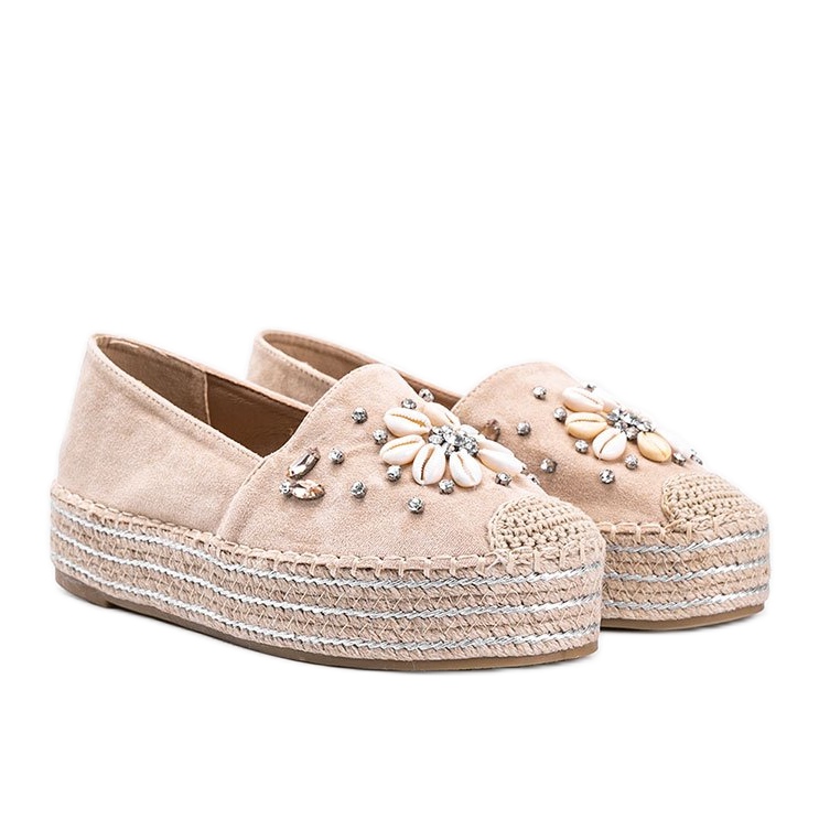Espadrilles beiges sur semelle épaisse Mrs Nicki 1