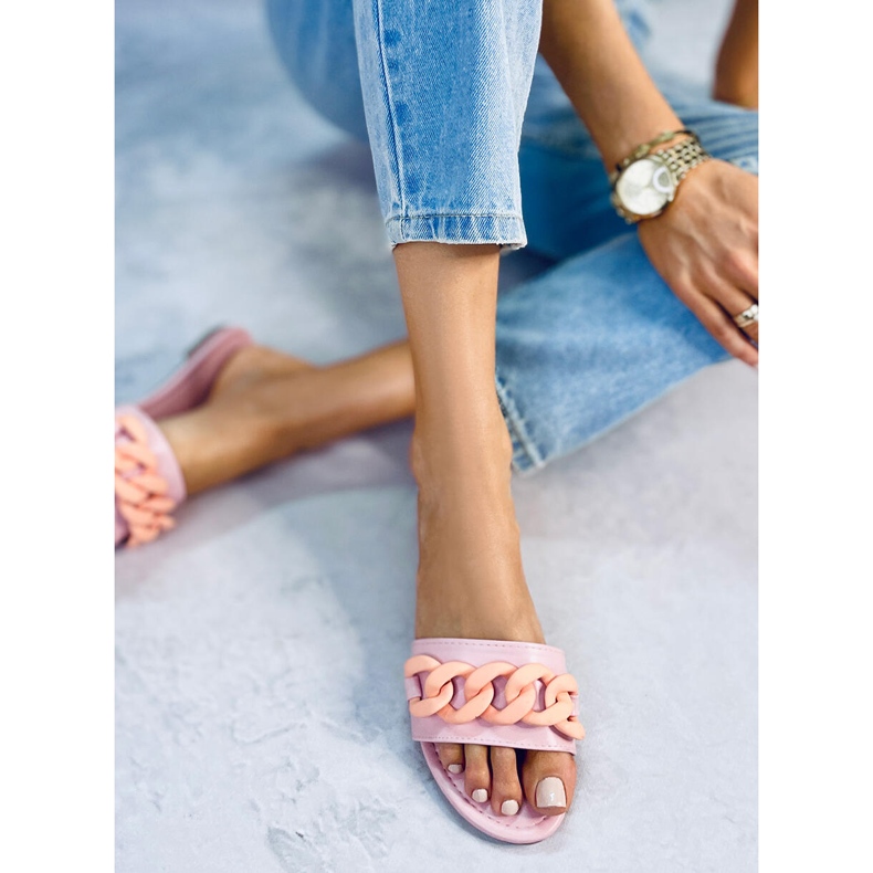 Chaussons avec une chaîne rose 7857 Rose Clair 2