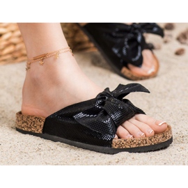Comer Tongs confortables avec nœud le noir 2