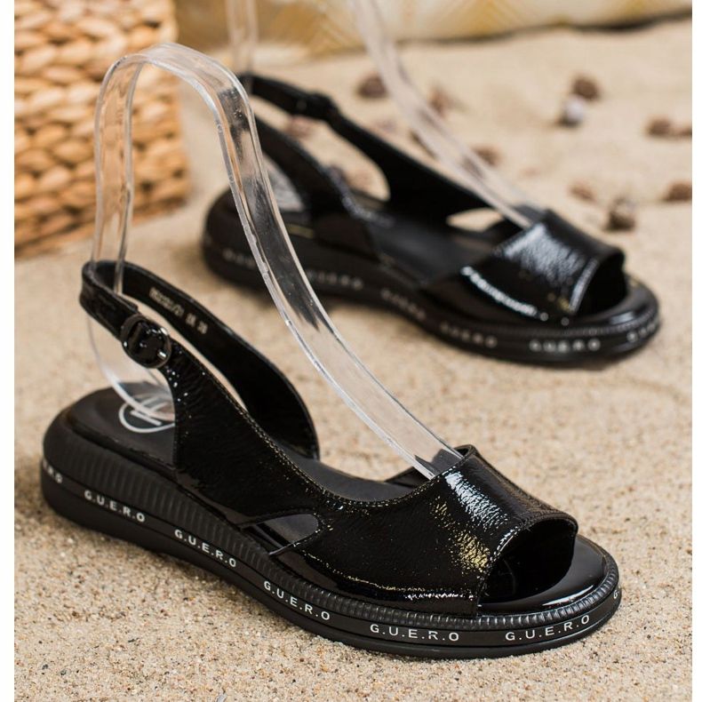 Filippo Sandales laquées confortables le noir 1