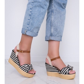 Sandales compensées noires et blanches à nœud Holiday Vibes 2