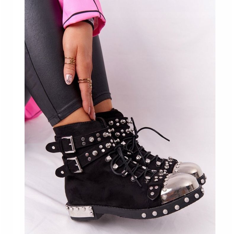 Bottes Chaudes Femme Avec Strass En Daim Noir Lu Boo le noir 1