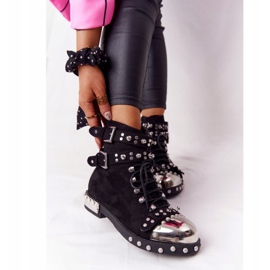 Bottes Chaudes Femme Avec Strass En Daim Noir Lu Boo le noir 2
