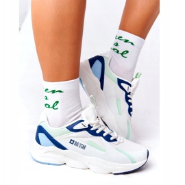 Chaussures de sport pour femmes en mousse à mémoire Big Star HH274810 Blanc bleu vert 2