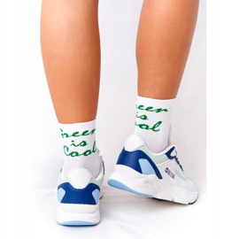 Chaussures de sport pour femmes en mousse à mémoire Big Star HH274810 Blanc blanche bleu vert 3 Chaussures de sport pour femmes en mousse à mémoire Big Star HH274810 Blanc blanche bleu vert 3