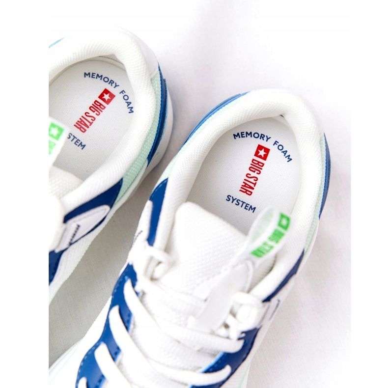 Chaussures de sport pour femmes en mousse à mémoire Big Star HH274810 Blanc bleu vert 5