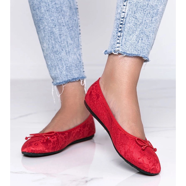 Ballerines en dentelle rouge Alessandra 1