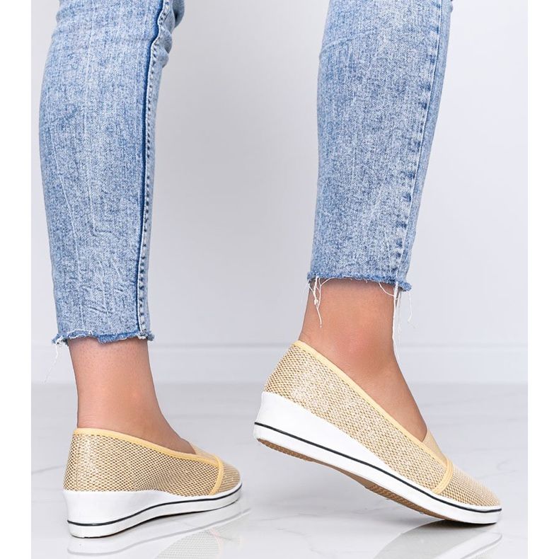 Ballerines dorées scintillantes sur le coin Glam Star d'or 1