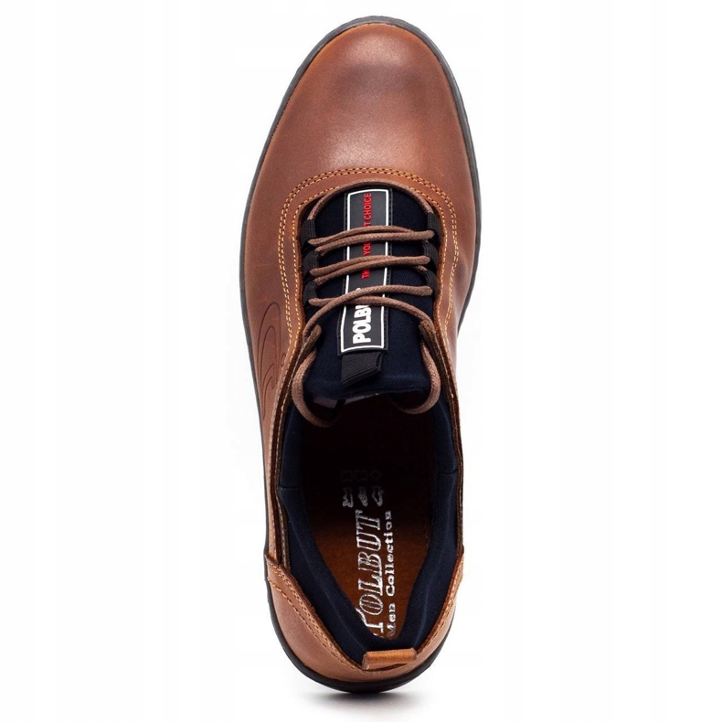 Polbut Chaussures en cuir masculin décontractées k24 chameau brun 2