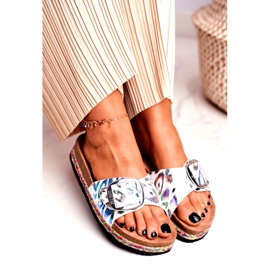 Pantoufles Femme Big Star Motif Métallique DD274127 blanche violet argent vert 3 Pantoufles Femme Big Star Motif Métallique DD274127 blanche violet argent vert 3