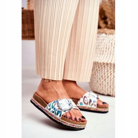 Pantoufles Femme Big Star Motif Métallique DD274127 blanche violet argent vert 1 Pantoufles Femme Big Star Motif Métallique DD274127 blanche violet argent vert 1