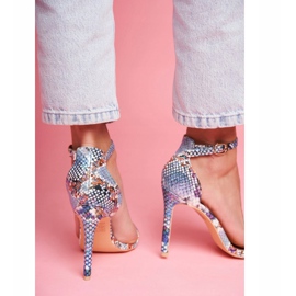 Lu Boo Sandales à talons hauts pour femme, bleu beige 5